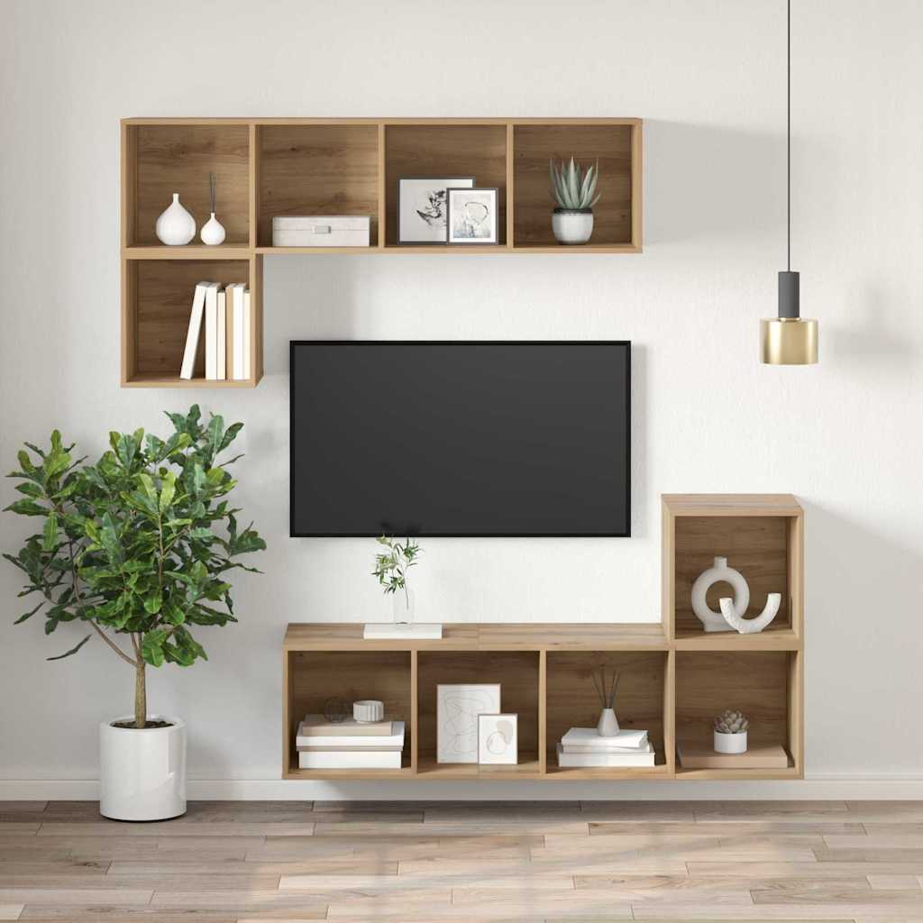 TV Cabinet Set Artisan Oak 37 x 37 x 107 cm Engineered Wood