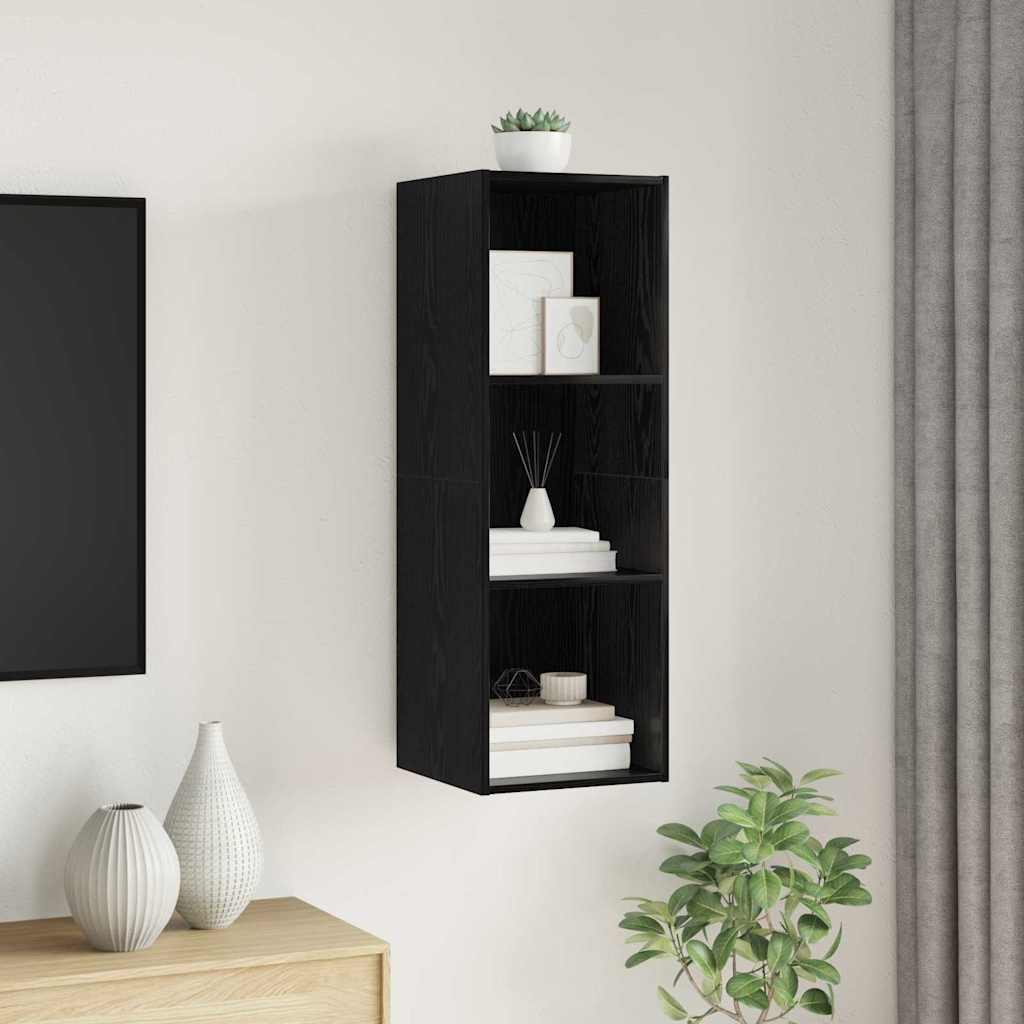 TV Cabinet Set Black Oak 37 x 37 x 107 cm Engineered Wood