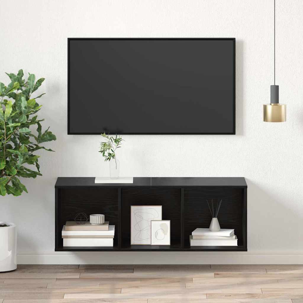 TV Cabinet Set Black Oak 37 x 37 x 107 cm Engineered Wood