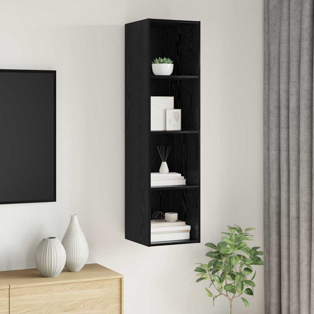 TV Cabinet Set 37 x 37 x 142.5 cm Black Oak Engineered Wood