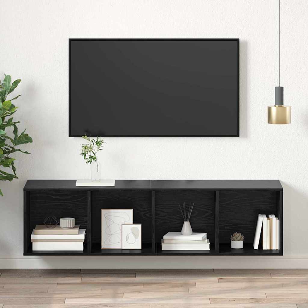 TV Cabinet Set Black Oak 37 x 37 x 142.5 cm Engineered Wood