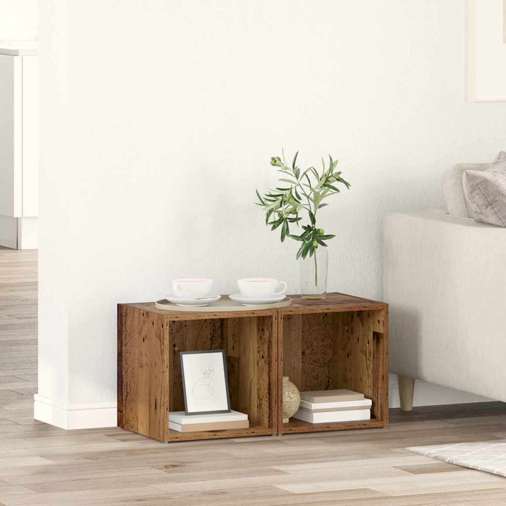 TV Cabinet Set 2 pcs Old Wood 37 x 35 x 37.5 cm Engineered Wood