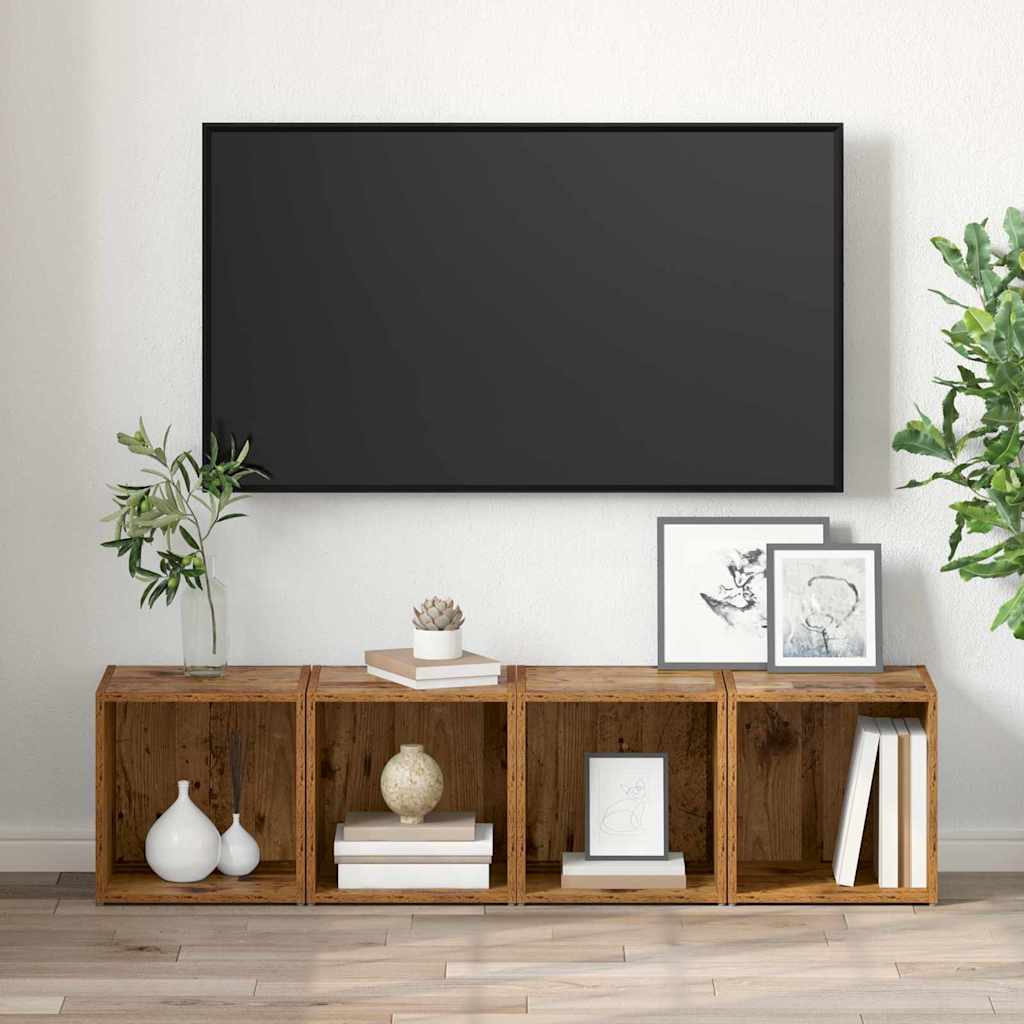 TV Cabinet Set 4 pcs Old Wood 37 x 35 x 37.5 cm Engineered Wood