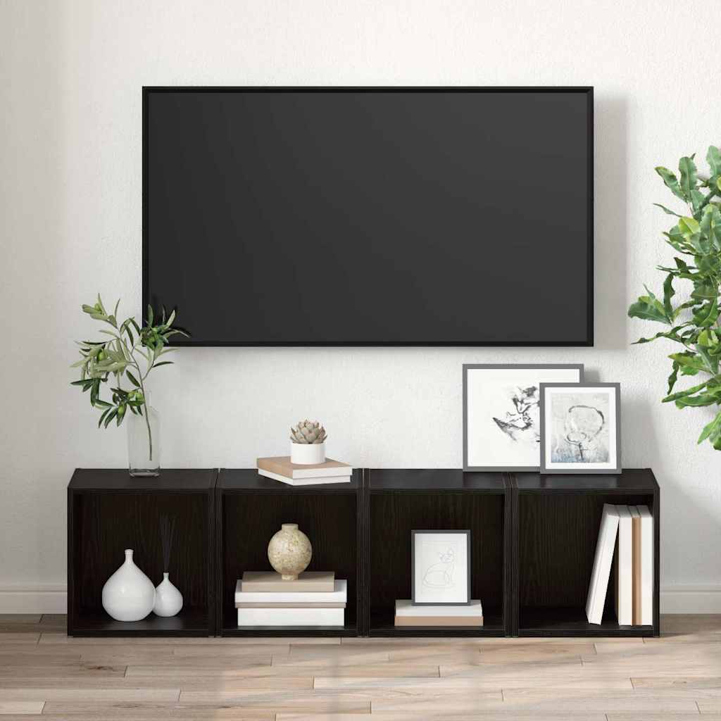 TV Cabinet Set 2 pcs 37 x 35 x 37.5 cm Black Engineered Wood