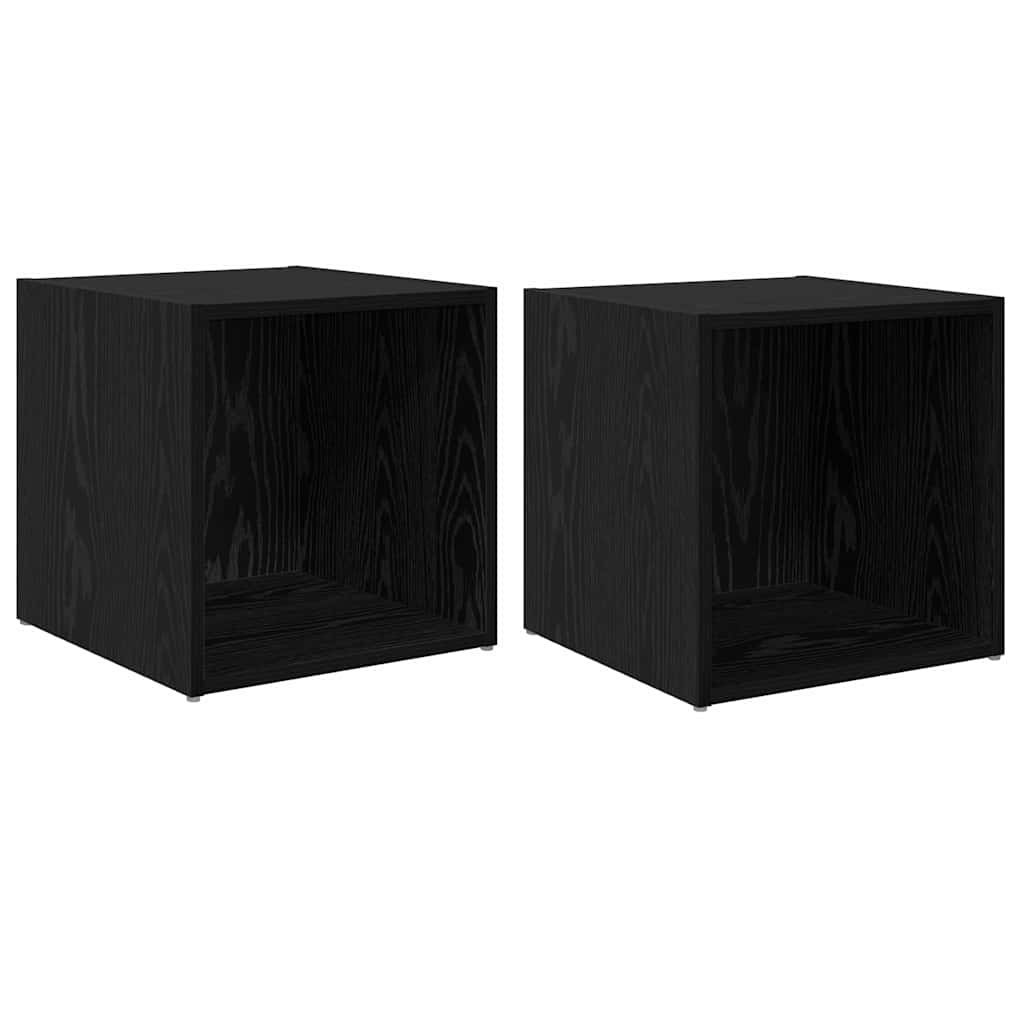 TV Cabinet Set 2 pcs 37 x 35 x 37.5 cm Black Engineered Wood