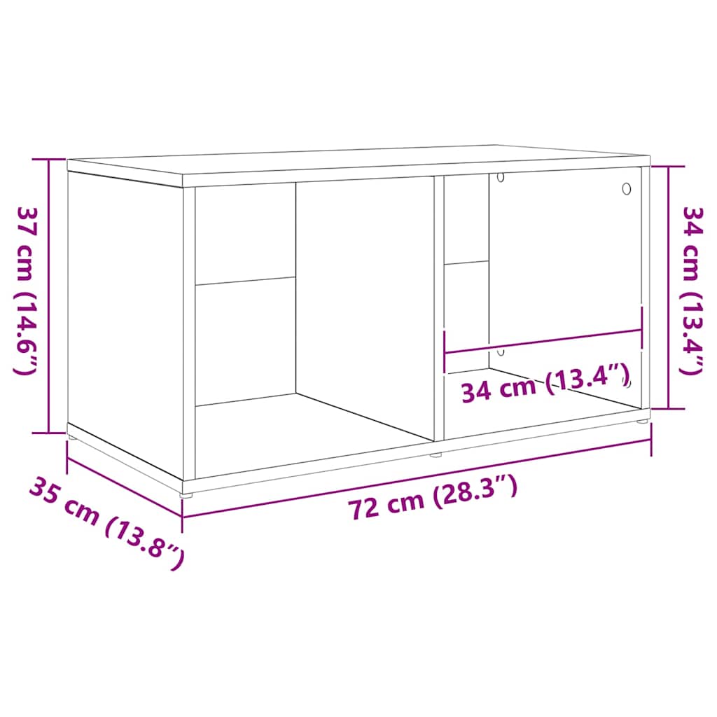 TV Cabinet Set 72 x 35 x 37 cm Black Engineered Wood