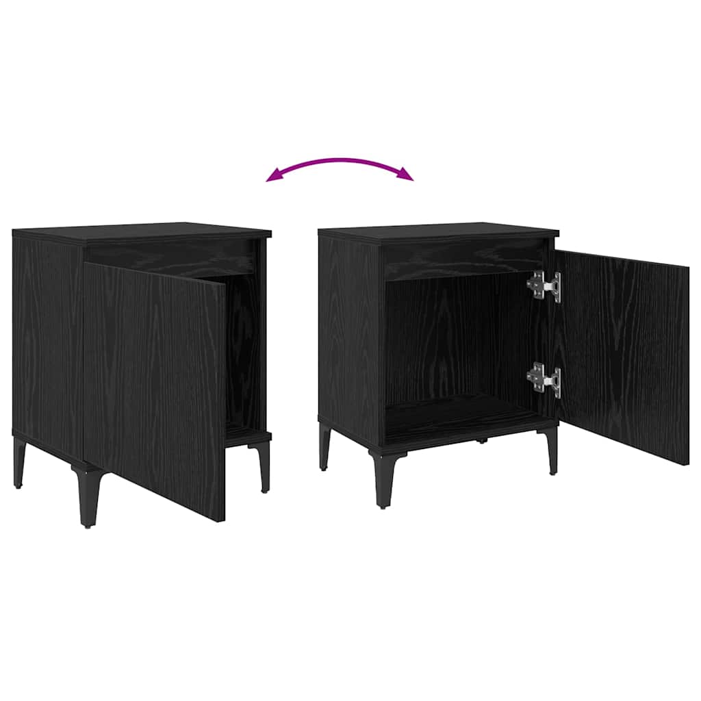 Bedside Cabinet Black Oak 40 x 30 x 50 cm Engineered Wood