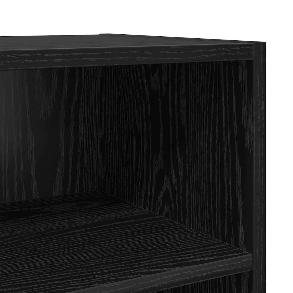 TV Cabinet Set Wall-mounted Black Engineered Wood