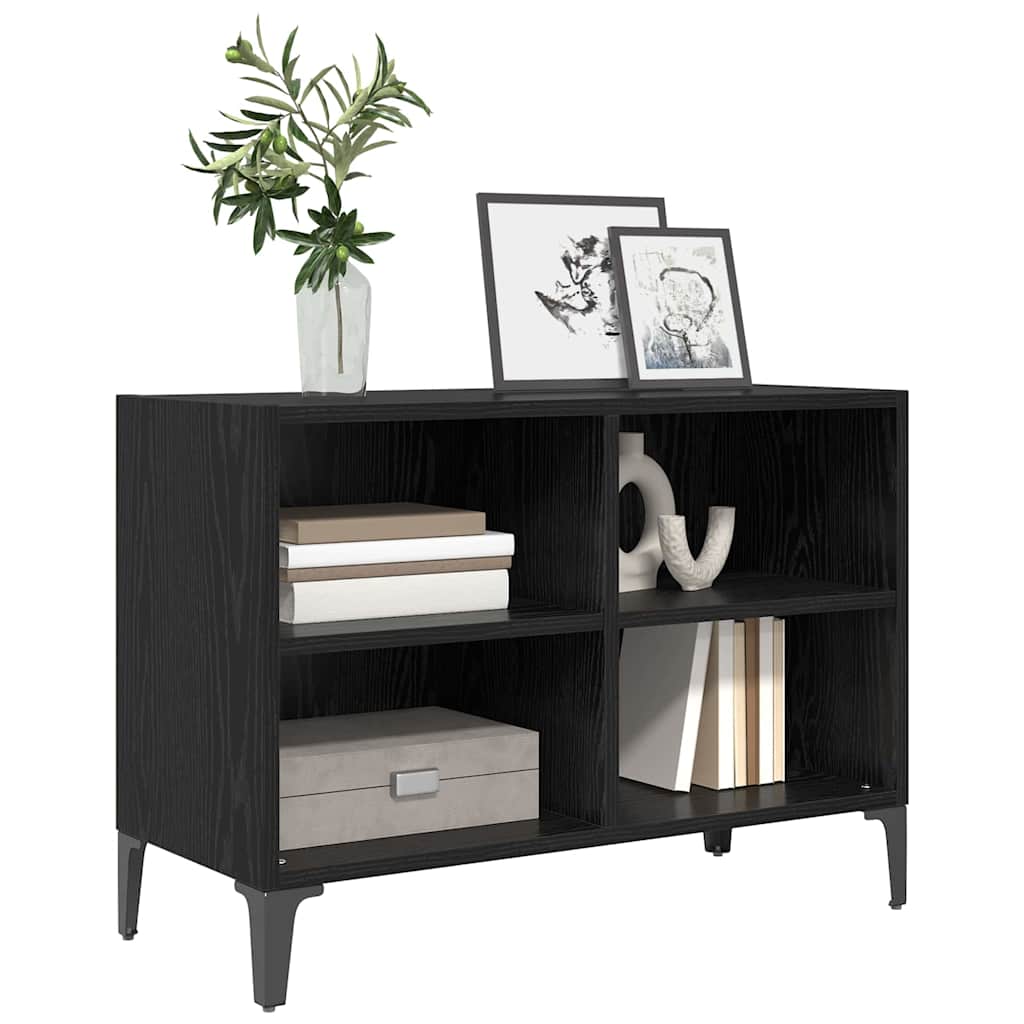 TV Cabinet Set Wall-mounted Black Engineered Wood