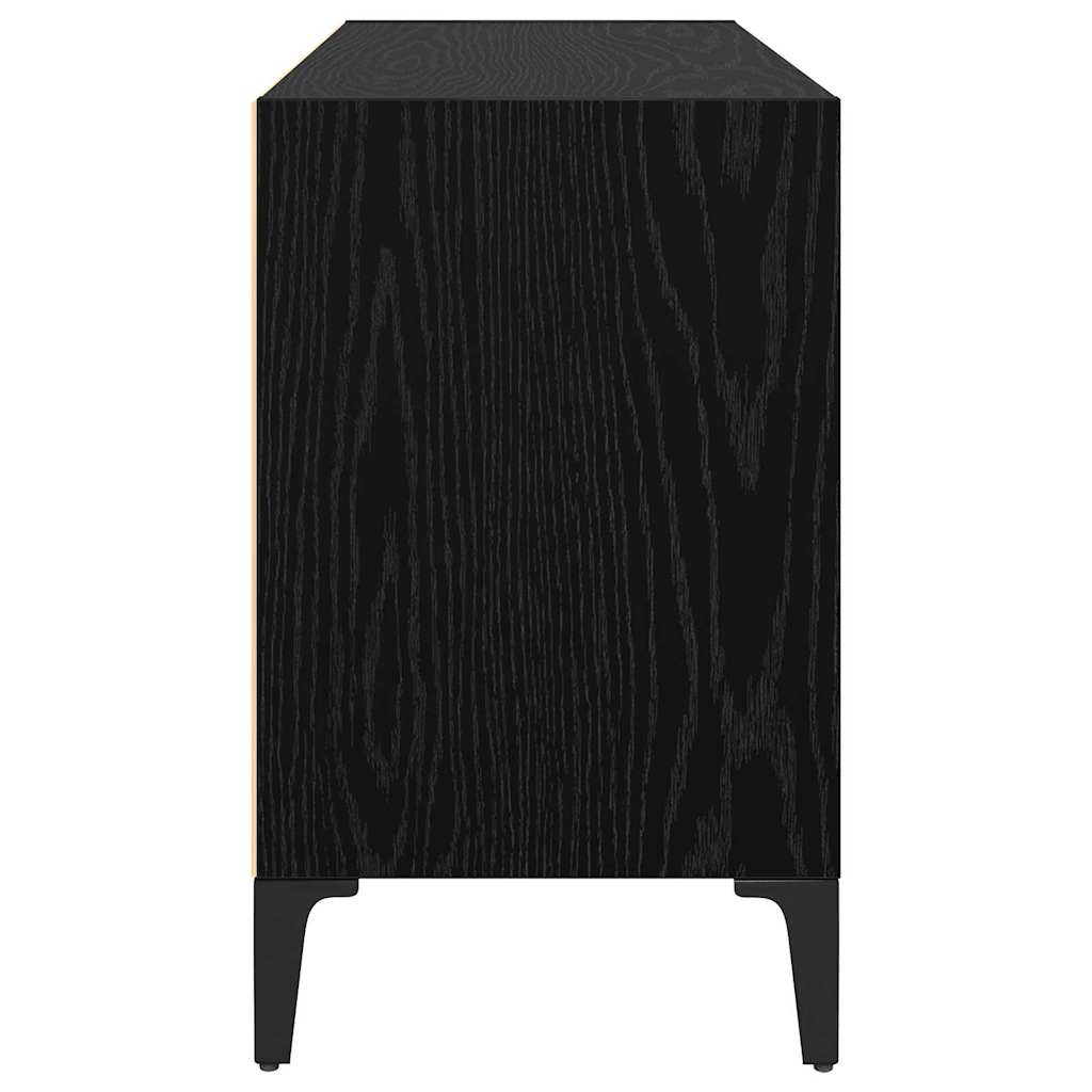 TV Cabinet Set Wall-mounted Black Engineered Wood