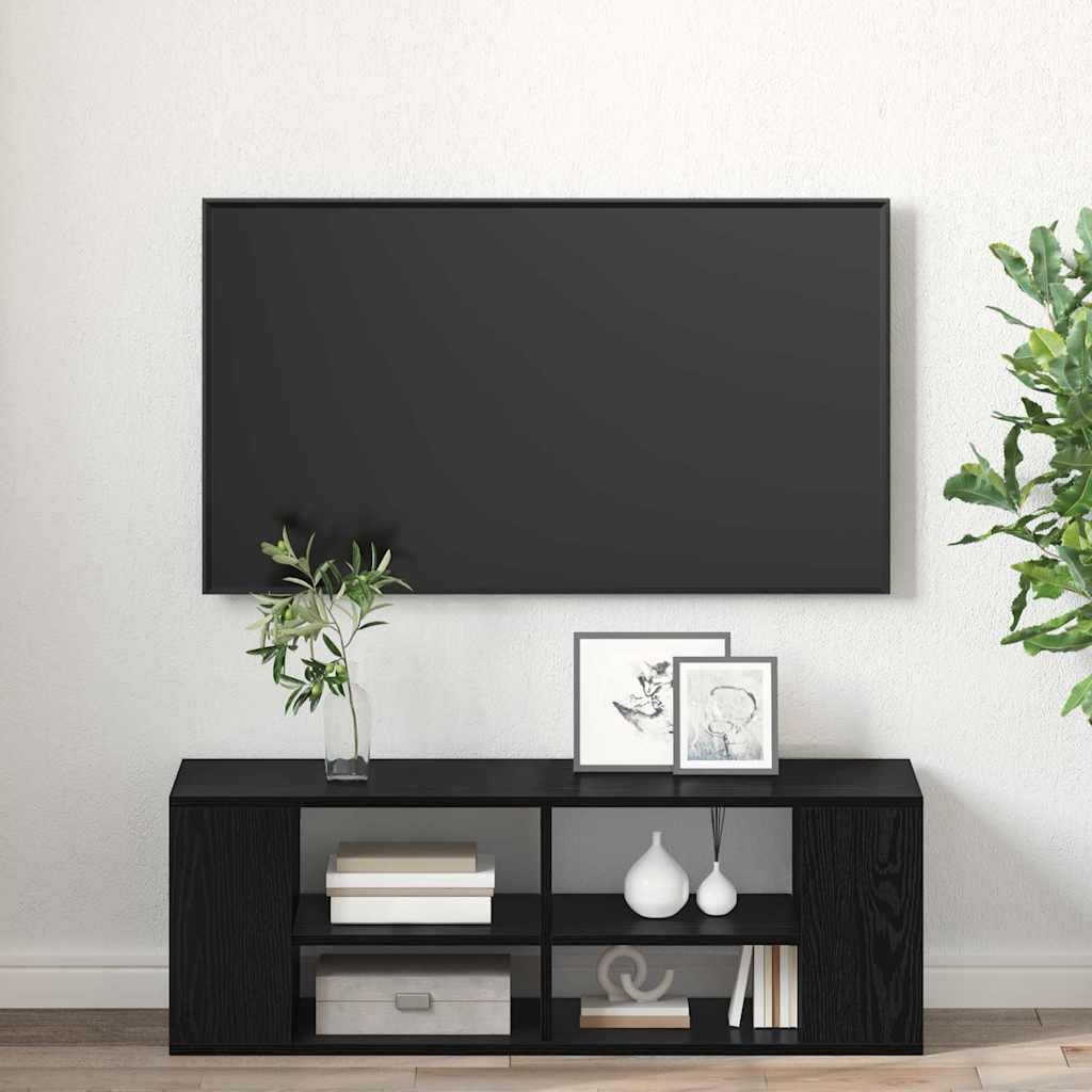TV Cabinet Set Black Oak 102 x 35 x 35 cm Engineered Wood