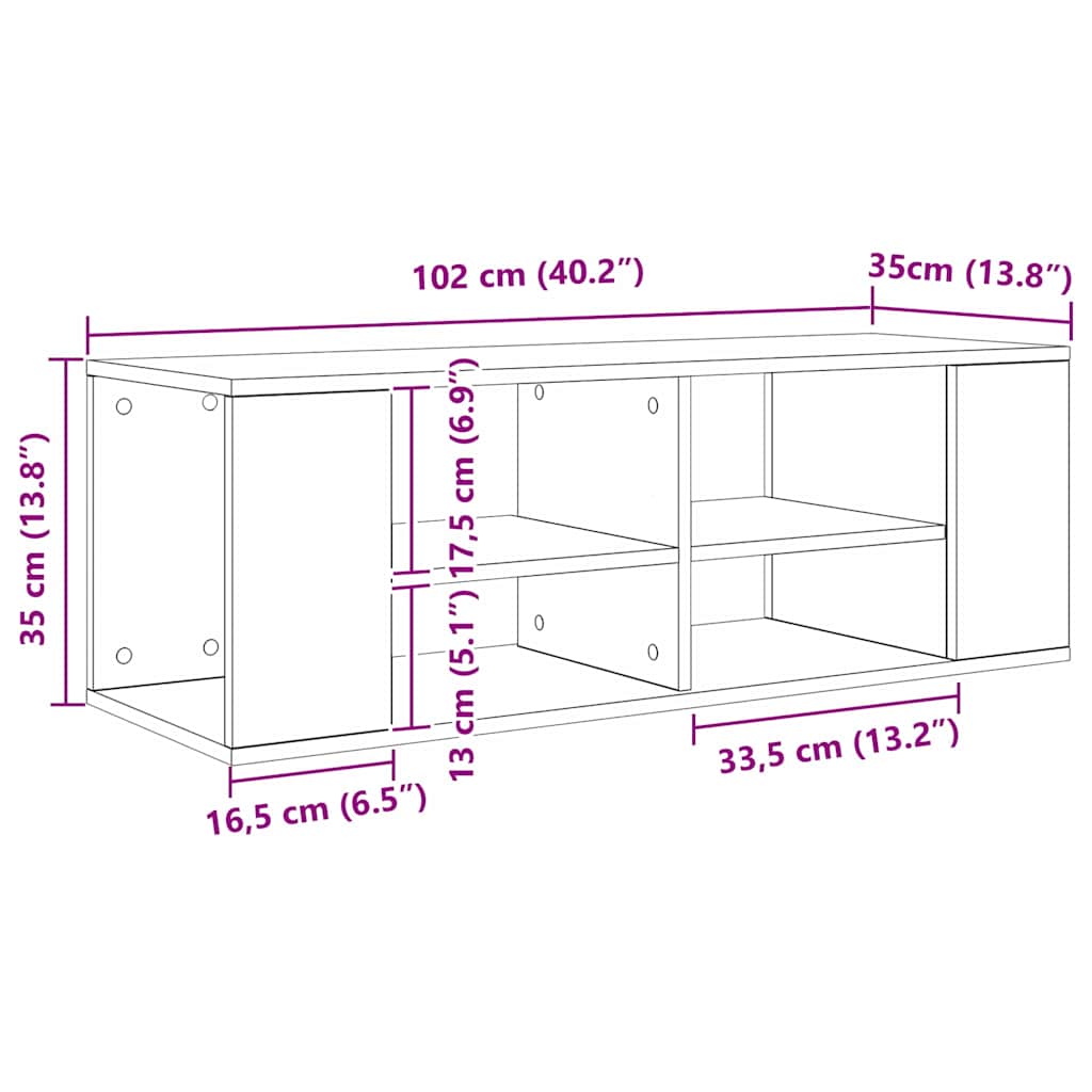TV Cabinet Set 102 x 35 x 35 cm Black Oak Engineered Wood