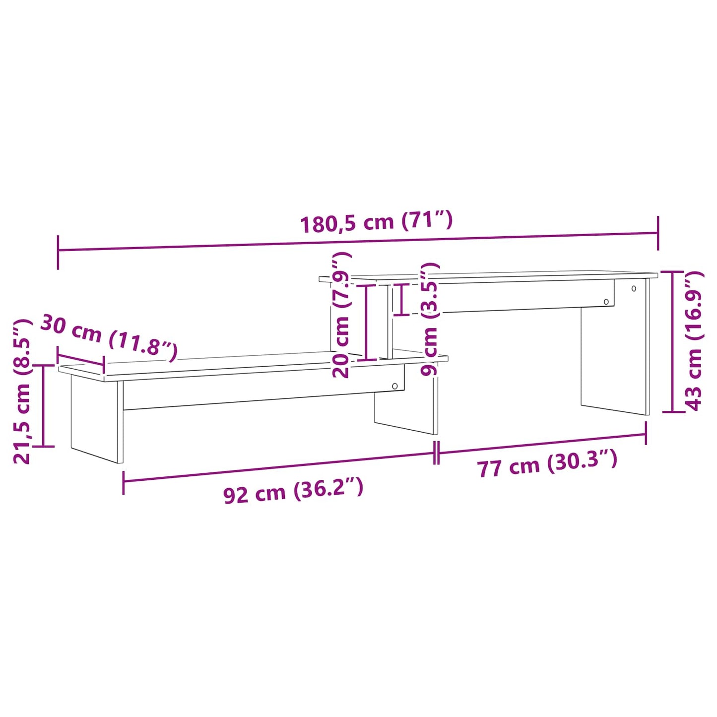 TV Cabinet Set Old Wood 180 x 30 x 43 cm Engineered Wood