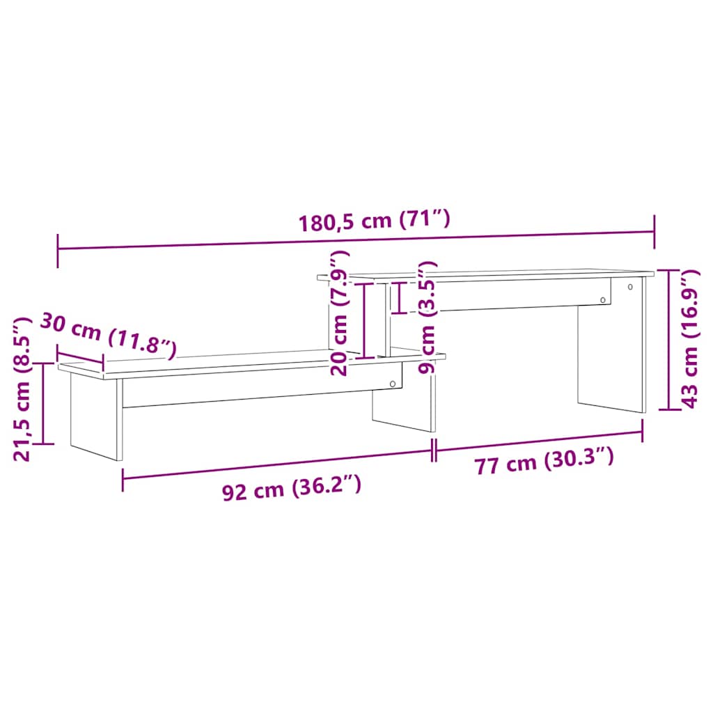 TV Cabinet Set 180.5 x 30 x 43 cm Black Oak Engineered Wood