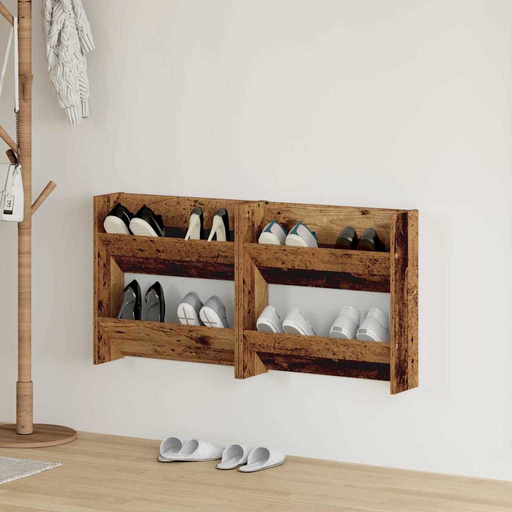 Shoe Cabinet 2 pcs Old Wood 60 x 18 x 60 cm Engineered Wood