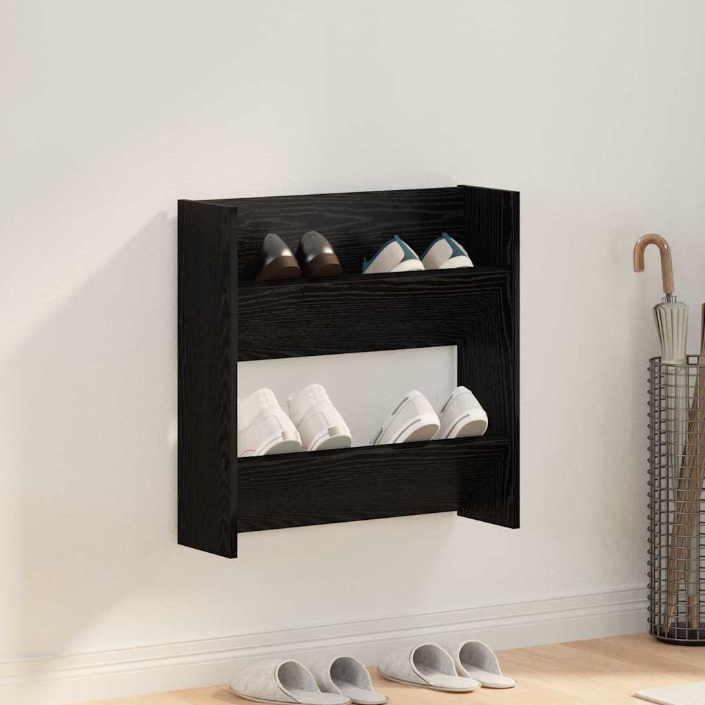 Shoe Cabinet 60 x 18 x 60 cm Engineered Wood Black Oak