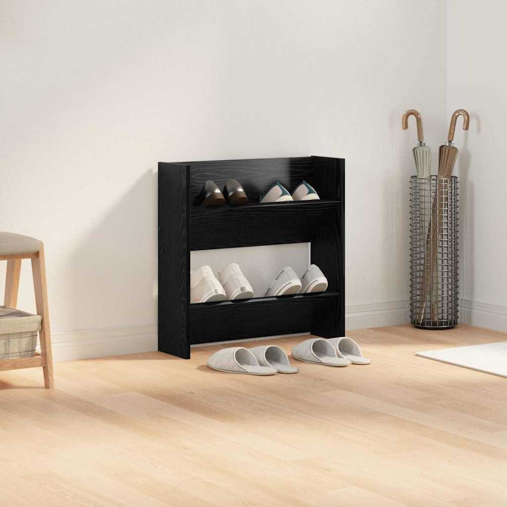 Shoe Cabinet Black Oak 60 x 18 x 60 cm Engineered Wood