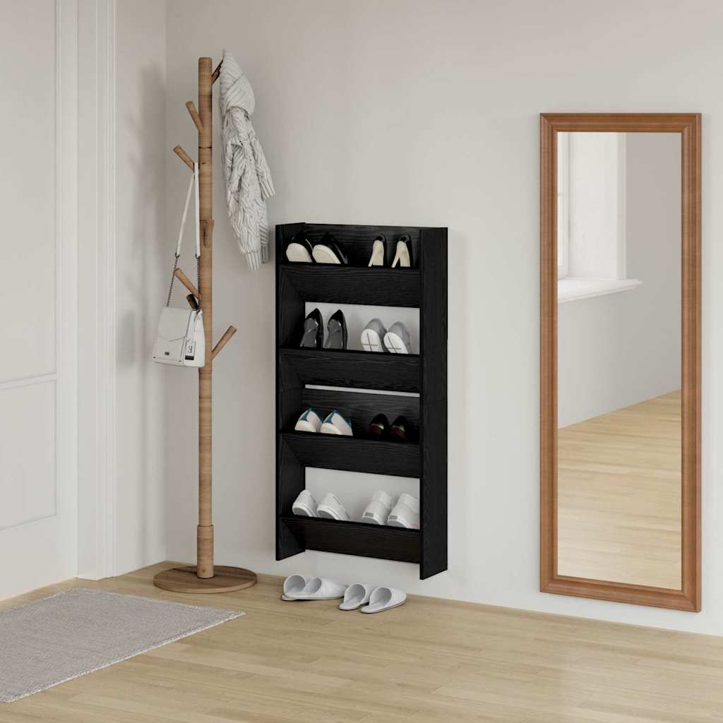 Shoe Cabinet 2 pcs Black Oak 60 x 18 x 60 cm Engineered Wood