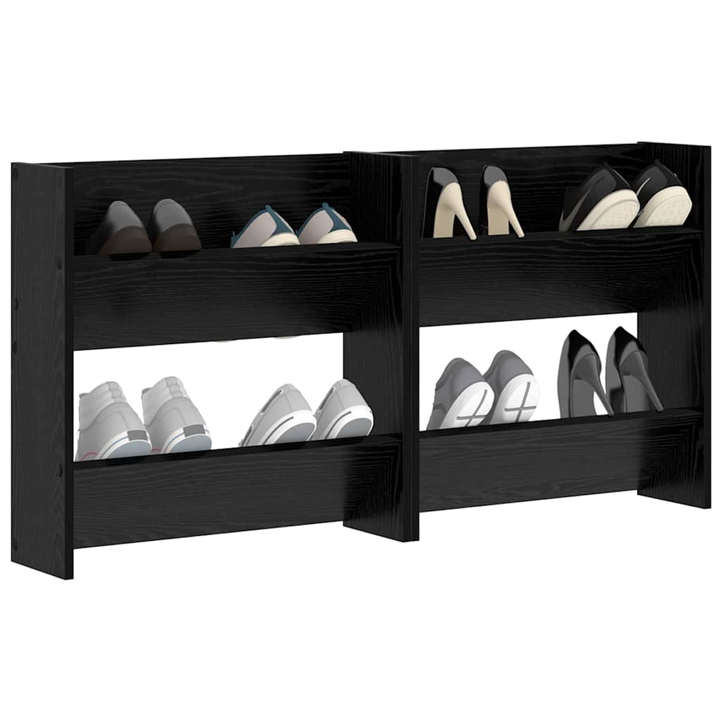 Shoe Cabinet 2 pcs Black Oak 60 x 18 x 60 cm Engineered Wood