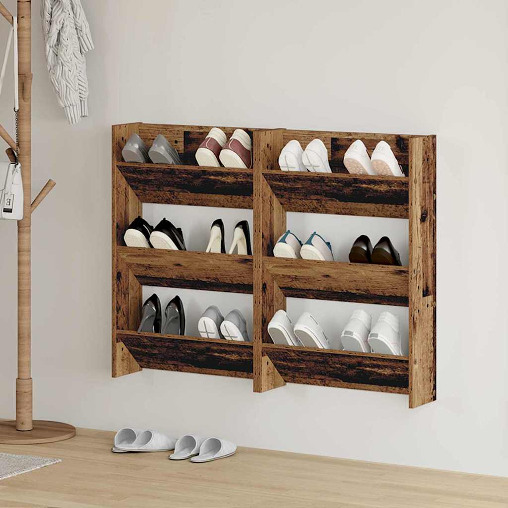 Shoe Cabinet 2 pcs Old Wood 60 x 18 x 90 cm Engineered Wood