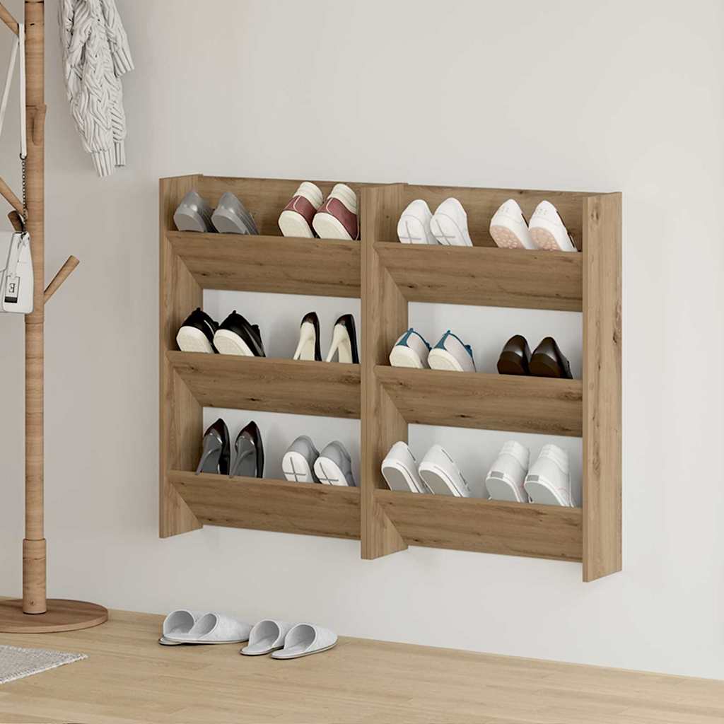 Shoe Cabinet 2 pcs Artisan Oak 60 x 18 x 90 cm Engineered Wood