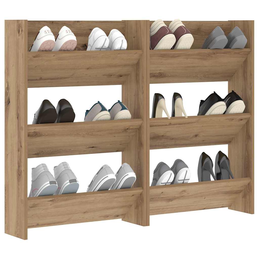 Shoe Cabinet 2 pcs Artisan Oak 60 x 18 x 90 cm Engineered Wood