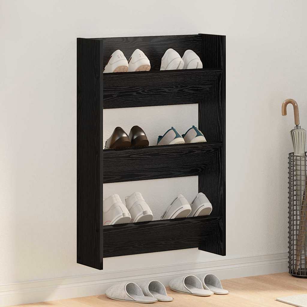 Shoe Cabinet Black Oak 60 x 18 x 90 cm Engineered Wood