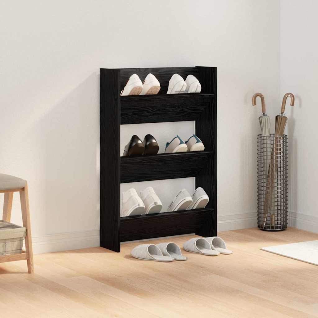 Shoe Cabinet 60 x 18 x 90 cm Engineered Wood Black Oak