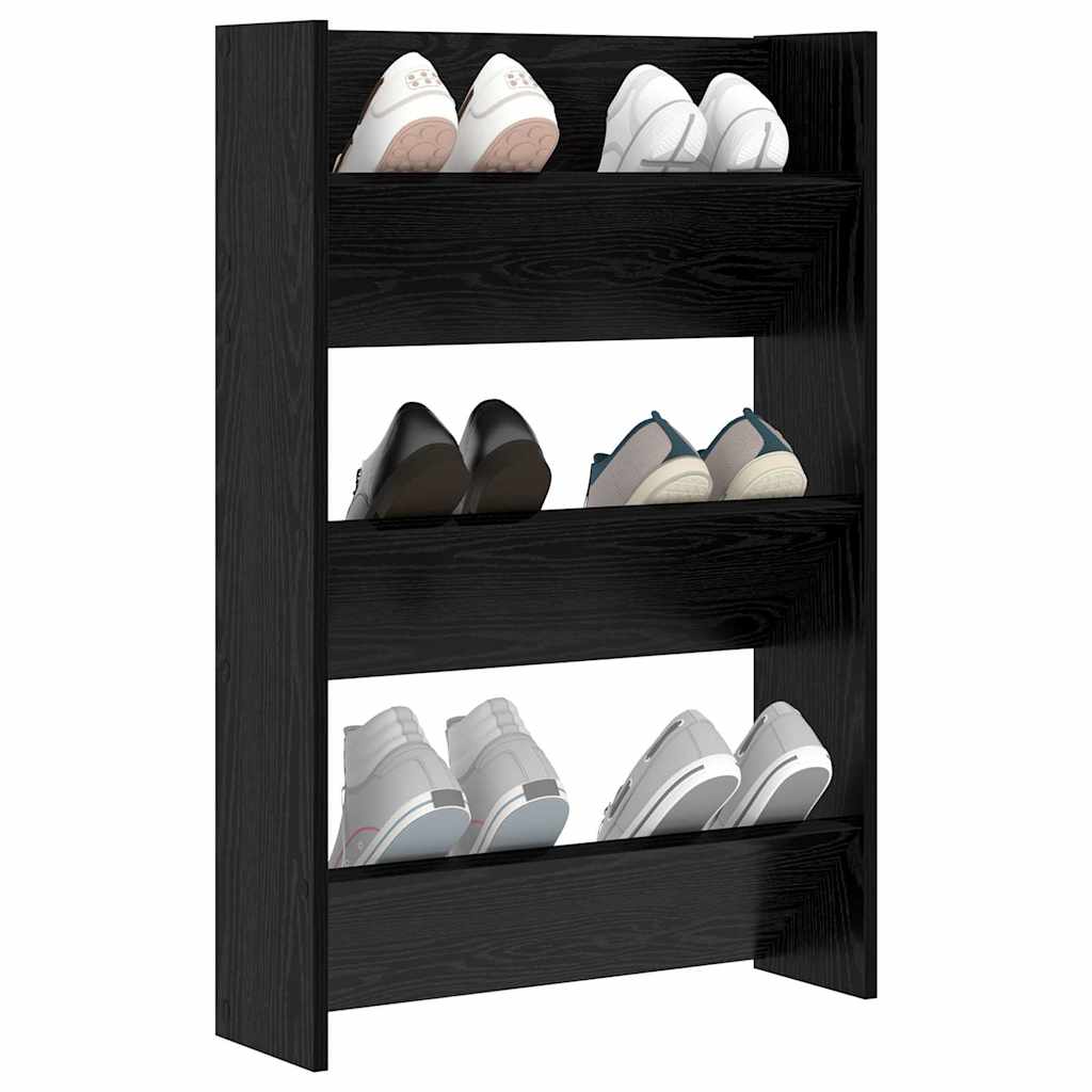 Shoe Cabinet Black Oak 60 x 18 x 90 cm Engineered Wood
