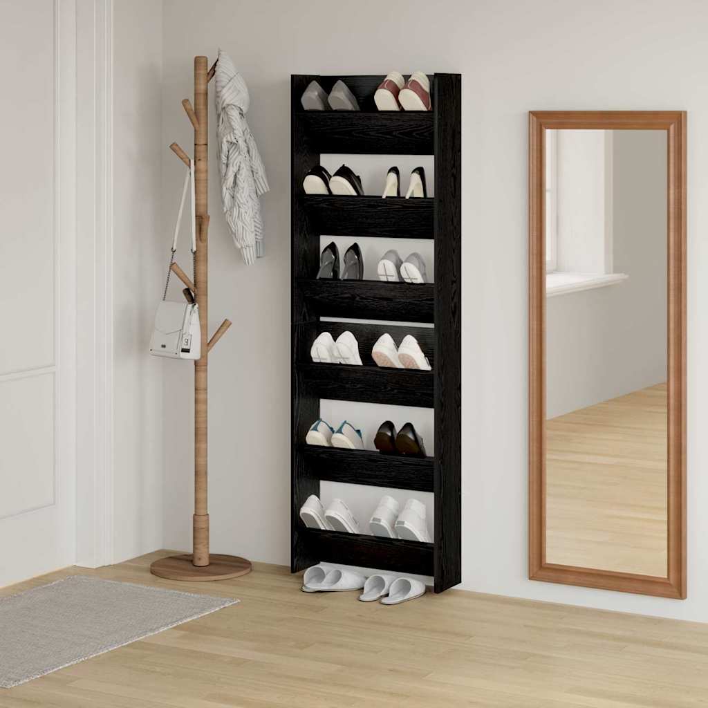 Shoe Cabinet 2 pcs Black Oak 60 x 18 x 90 cm Engineered Wood