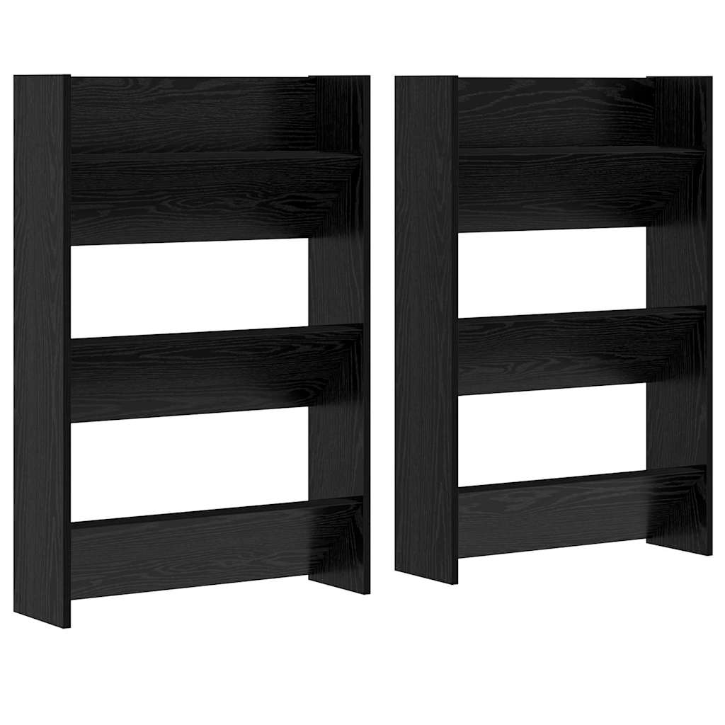 Shoe Cabinet 2 pcs Black Oak 60 x 18 x 90 cm Engineered Wood