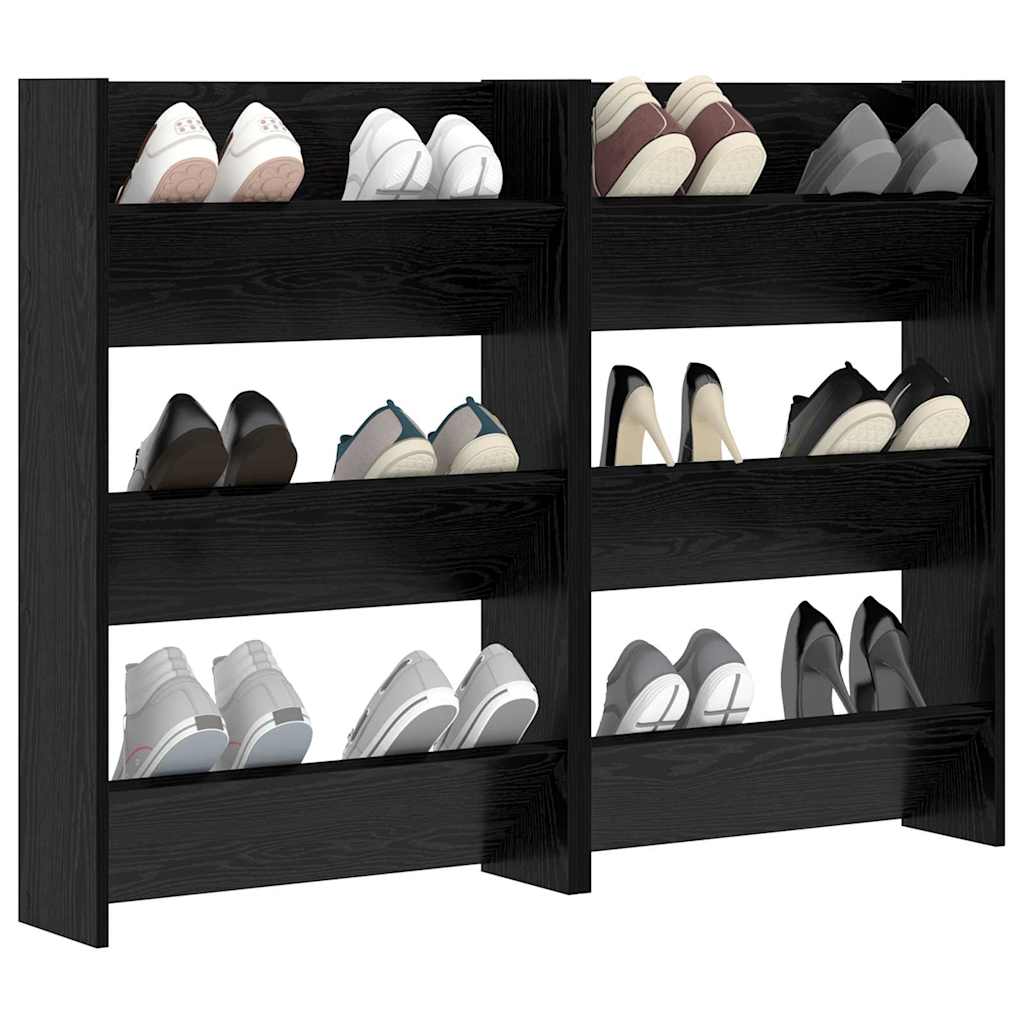 Shoe Cabinet 2 pcs Black Oak 60 x 18 x 90 cm Engineered Wood