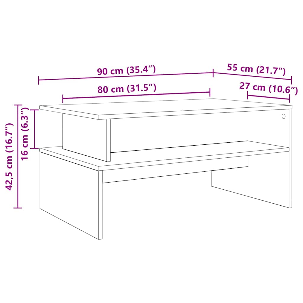 Coffee Table Black Oak 90 x 55 x 42.5 cm Engineered Wood
