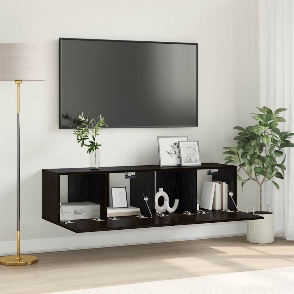 TV Cabinet Set 2 pcs Black 60 x 30 x 30 cm Engineered Wood