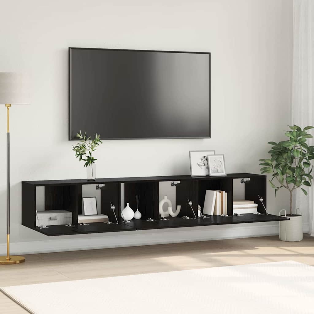 TV Cabinet Set 3 pcs Black 60 x 30 x 30 cm Engineered Wood