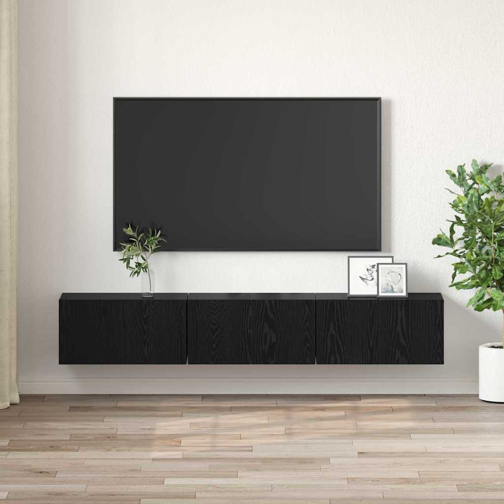 TV Cabinet Set 3 pcs Black 60 x 30 x 30 cm Engineered Wood