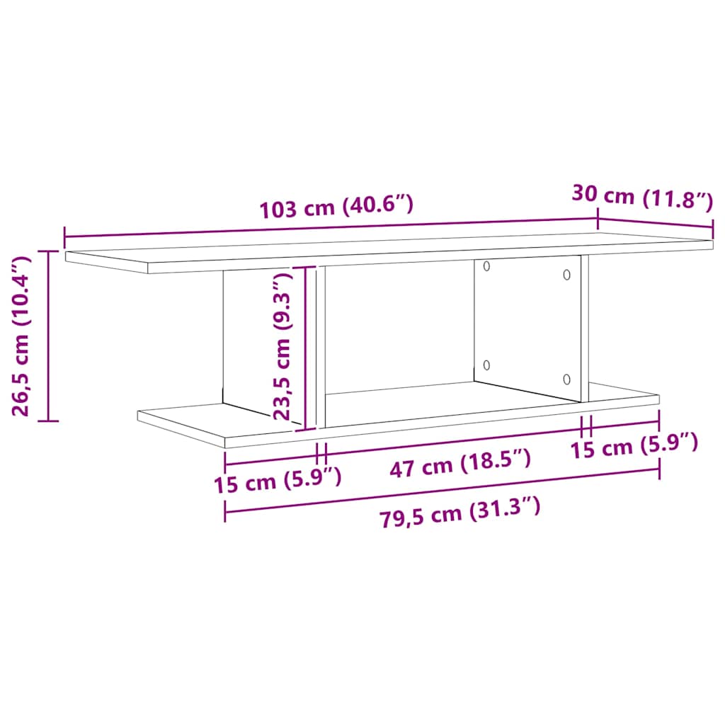 TV Cabinet Set 103 x 30 x 26.5 cm Black Engineered Wood