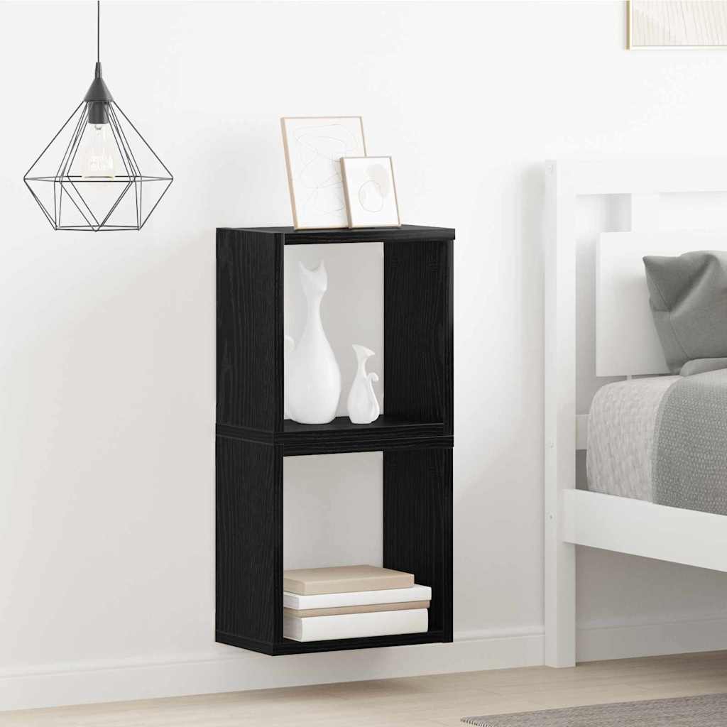 Wall Shelves 2 pcs Black Oak Engineered Wood