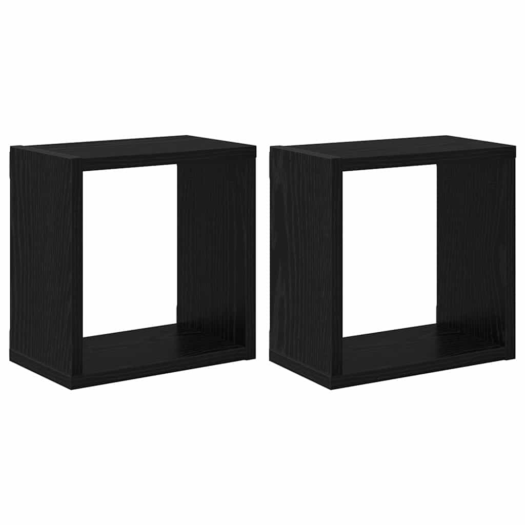 Wall Shelves 2 pcs Black Oak Engineered Wood