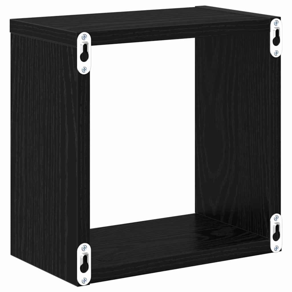 Wall Shelves 2 pcs Black Oak Engineered Wood