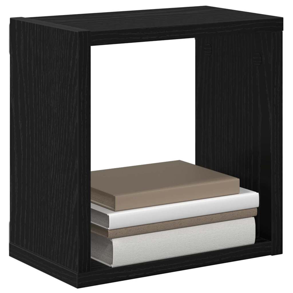 Wall Shelves 2 pcs Black Oak Engineered Wood