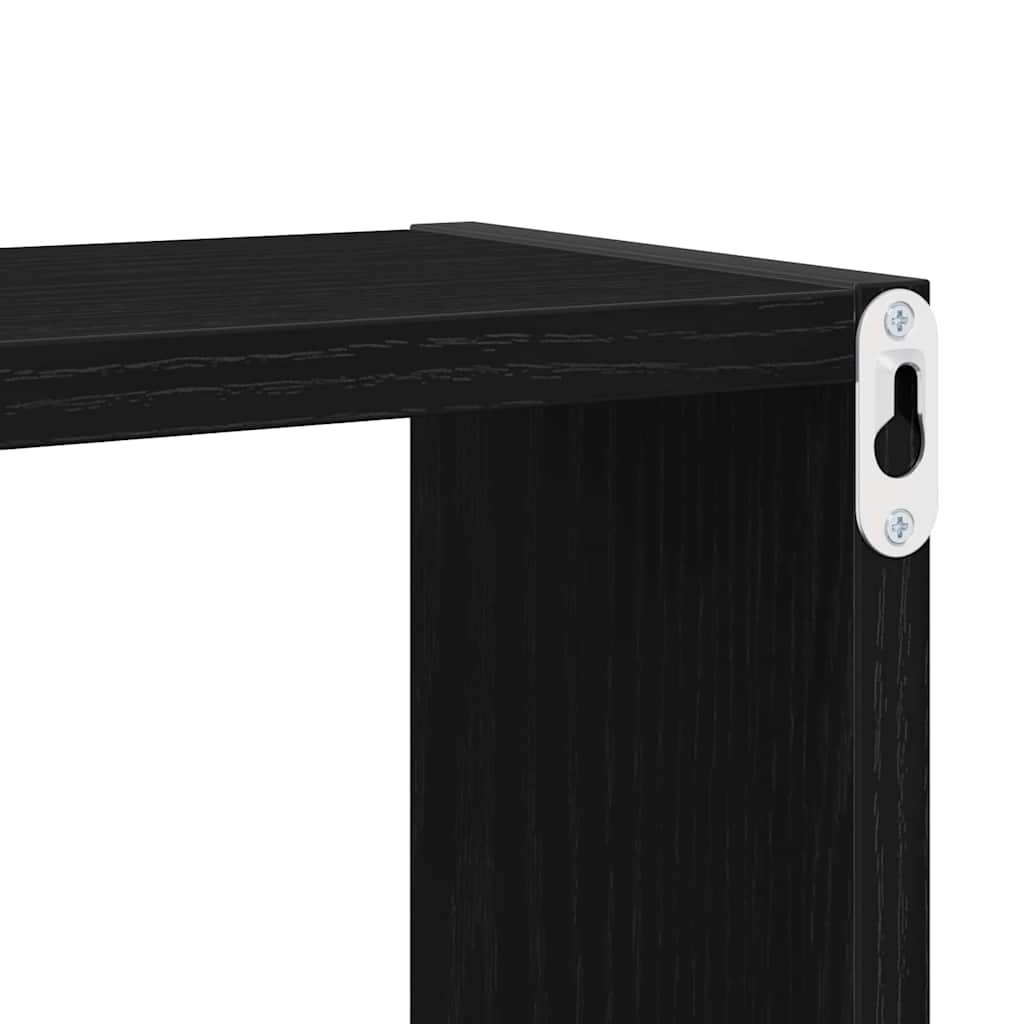 Wall Shelves with Shelf 4 pcs Black Oak Engineered Wood