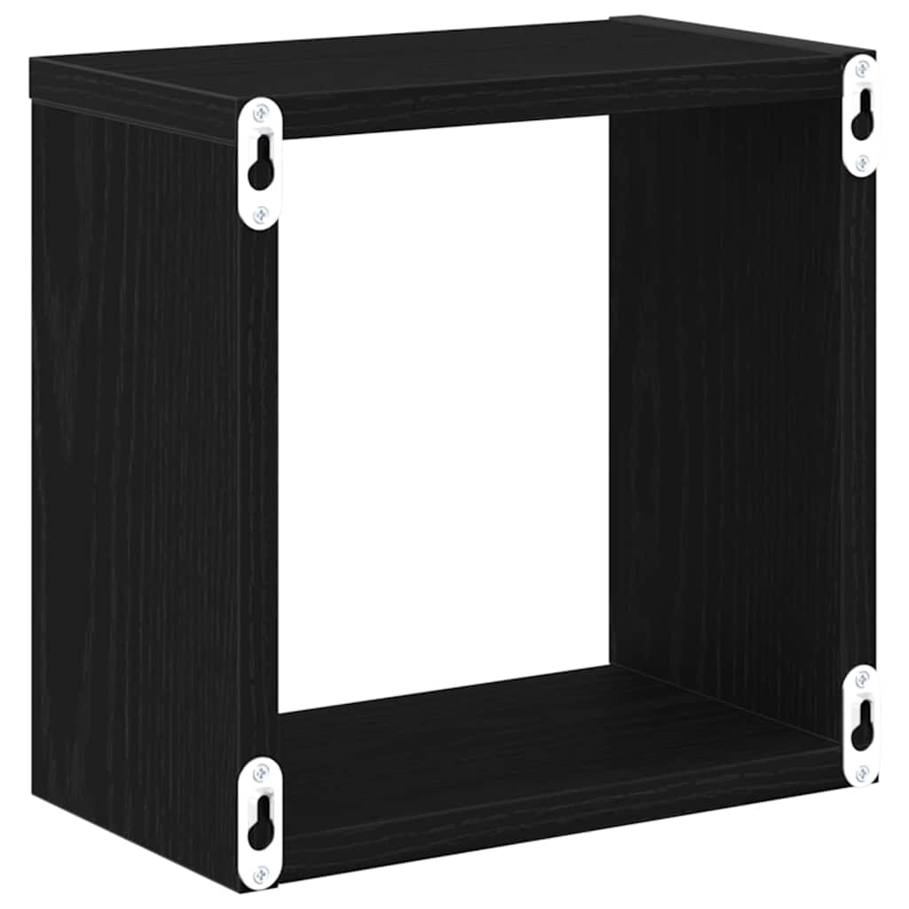 Wall Shelves with Shelf 4 pcs Black Oak Engineered Wood