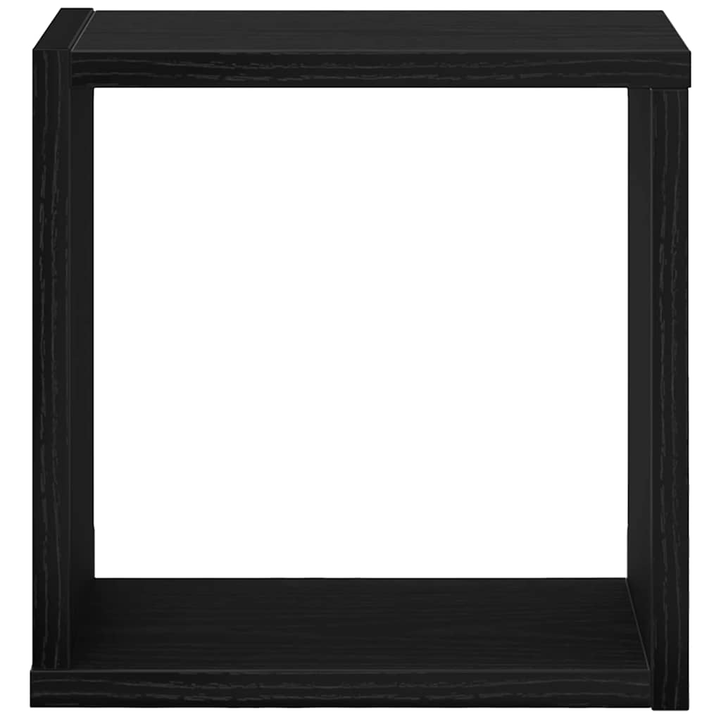 Wall Shelves with Shelf 4 pcs Black Oak Engineered Wood