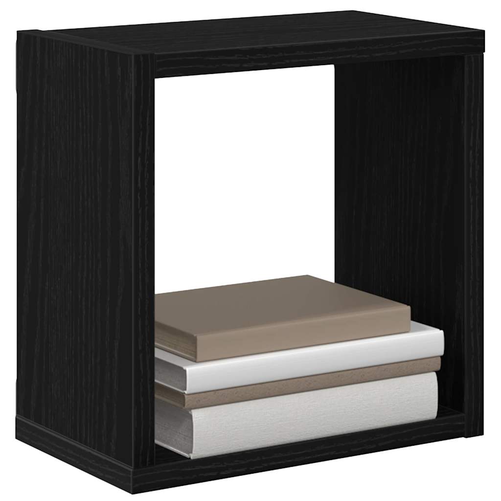 Wall Shelves with Shelf 4 pcs Black Oak Engineered Wood