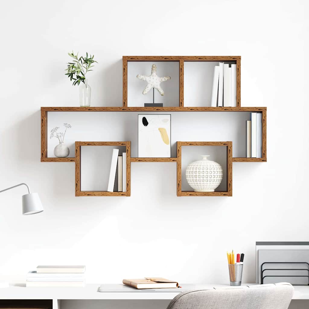 Wall Shelf with Shelf Old wood 82 x 15 x 51 cm Engineered wood