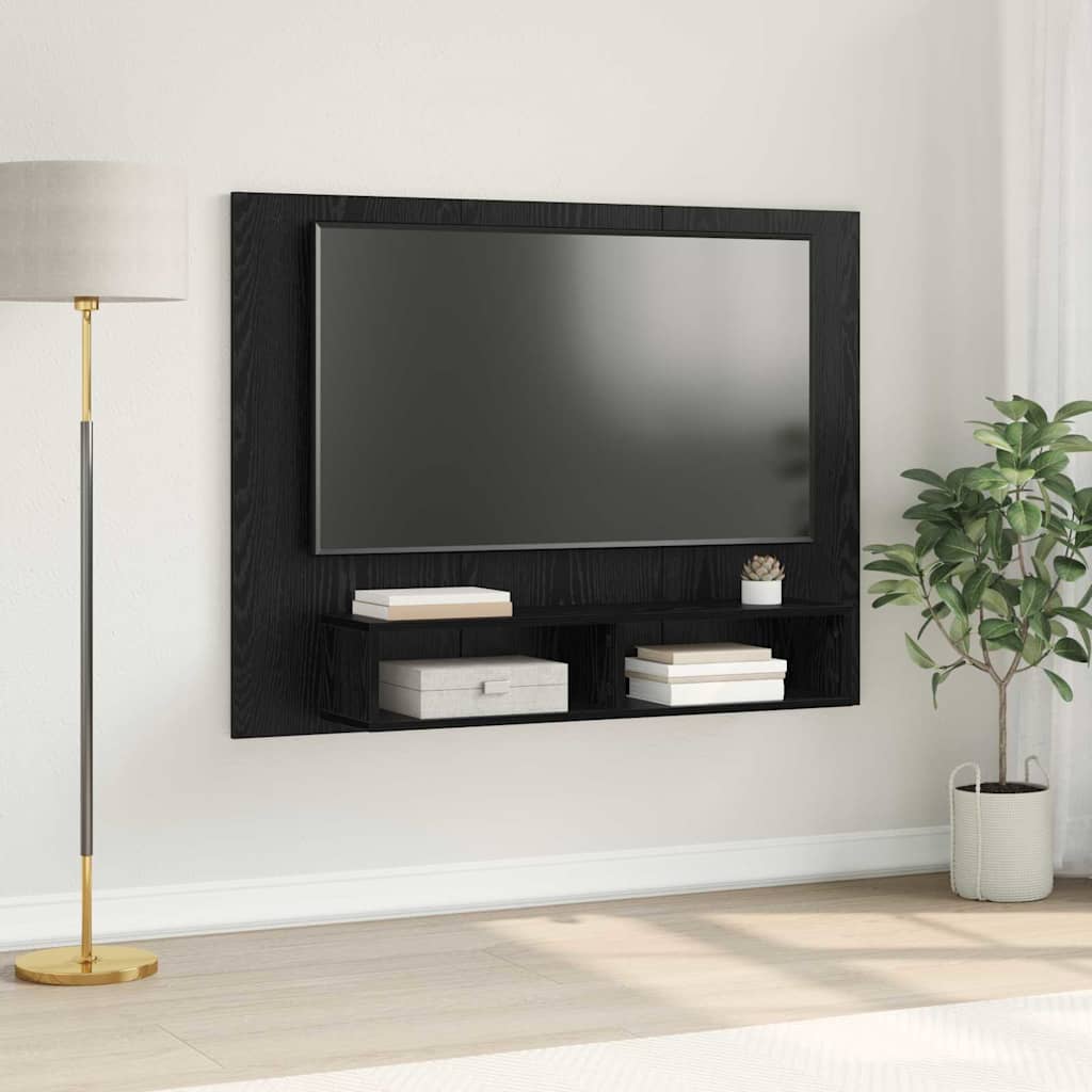TV Cabinet Set Black Oak 120 x 23.5 x 90 cm Engineered Wood