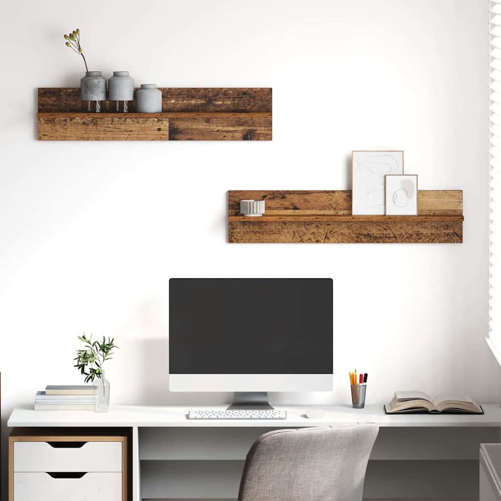 Wall Shelf 2 pcs Old Wood 80 x 11.5 x 18 cm Engineered Wood