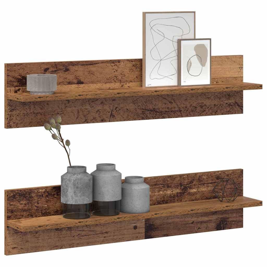 Wall Shelf 2 pcs Old Wood 80 x 11.5 x 18 cm Engineered Wood