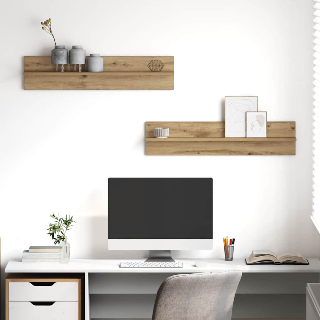 Wall Shelf 2 pcs Artisan Oak 80 x 11.5 x 18 cm Engineered Wood